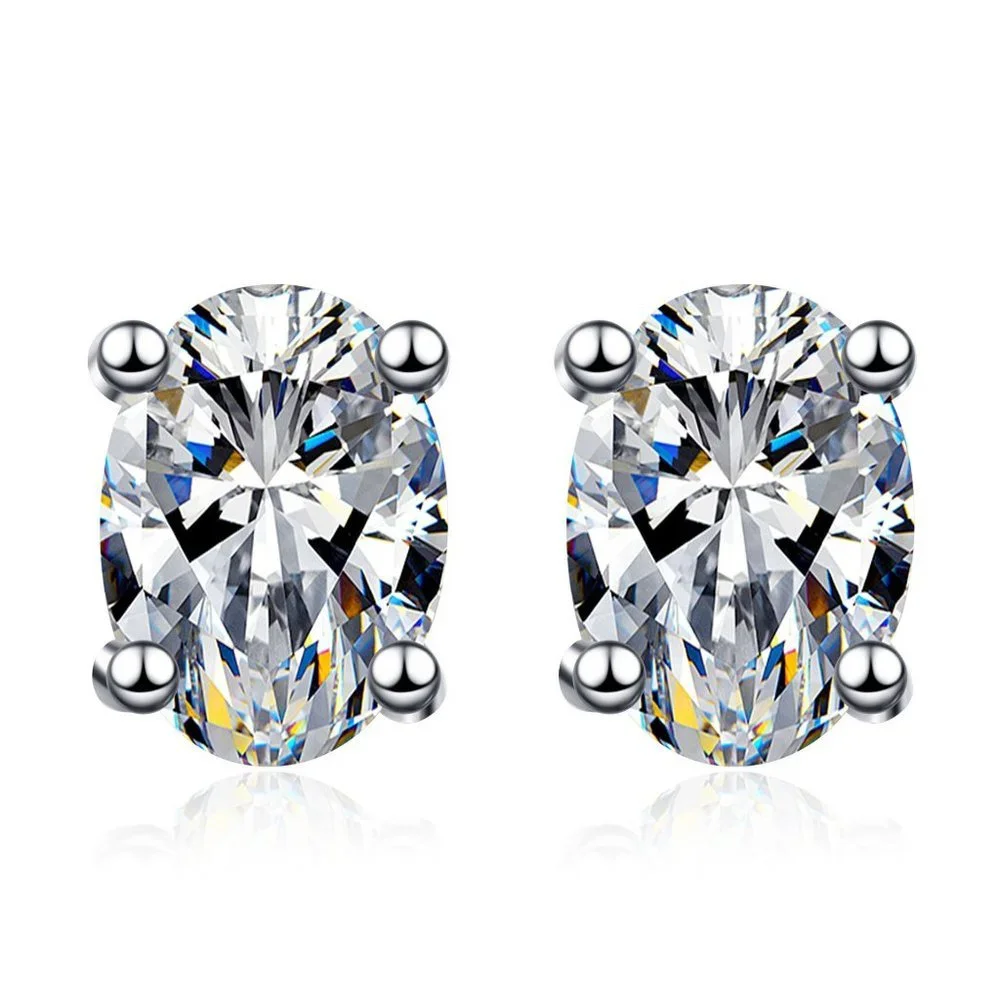 Certified 4ct. t.w. Moissanite Diamond Oval Cut Stud Earrings NEW